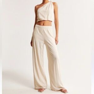 Abercrombie & Fitch Cream Wide Leg Jumpsuit